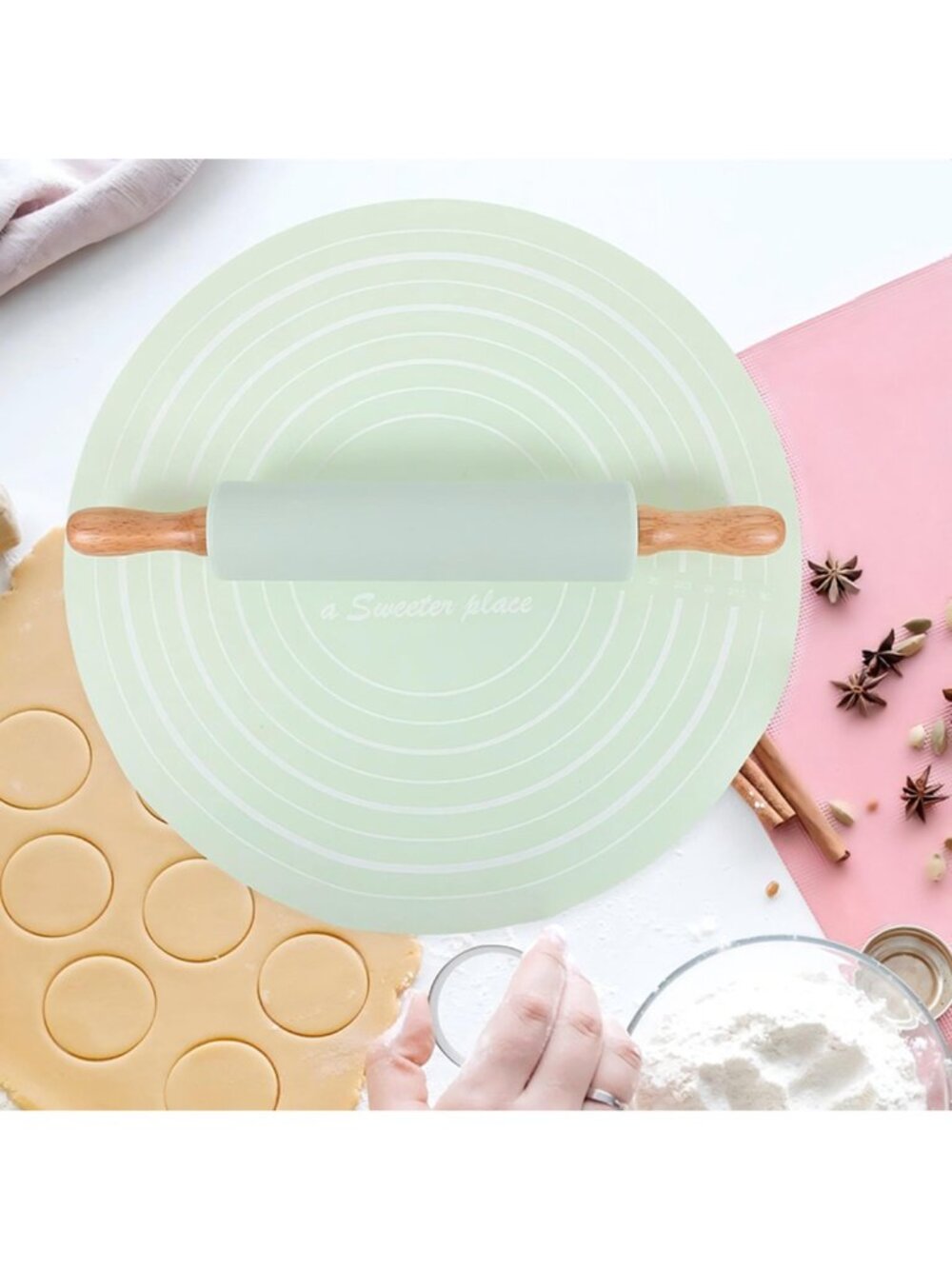 1Set Thick Silicone Pastry Rolling Mat Nonstick Dough Baking Mat
